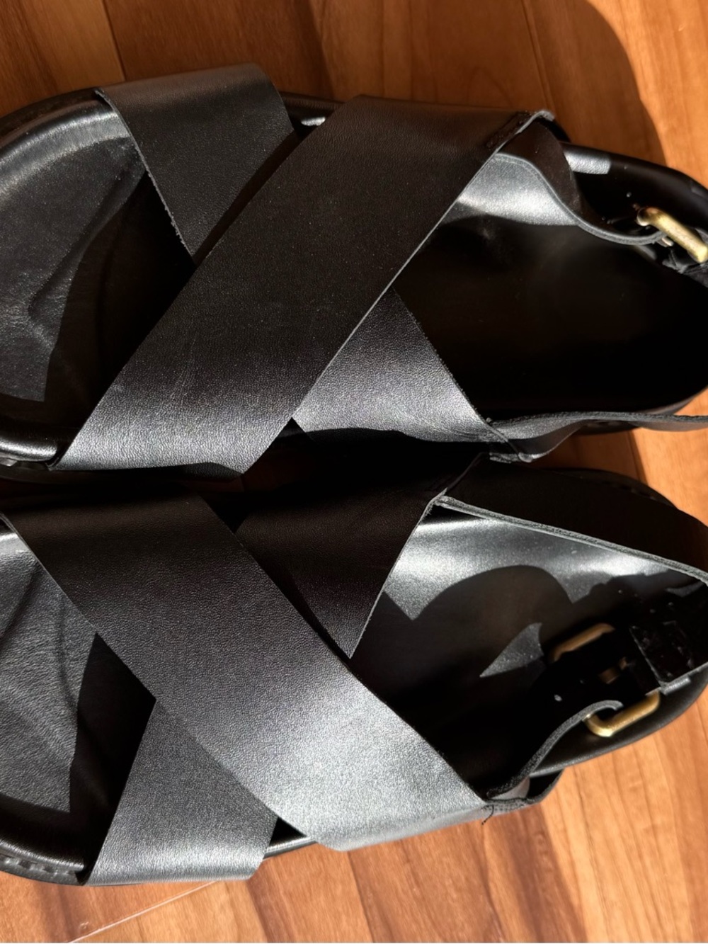 Brand New Liberte Black Leather Crisscross Strap Sandals - Women's